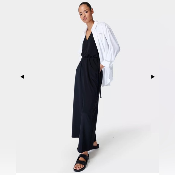 Sweaty Betty Cruise Jumpsuit Wide Leg Pants in Black Minimalist Loungewear S - Picture 5 of 16
